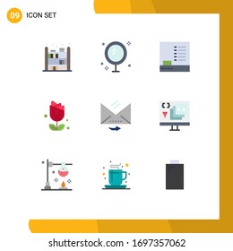 Universal Icon Symbols Group of 9 Modern Flat Colors of letter; answer; blackboard; plent; imerican Editable Vector Design Elements