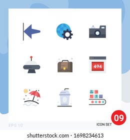 Universal Icon Symbols Group of 9 Modern Flat Colors of error; management; photography; business; space Editable Vector Design Elements