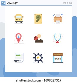 Universal Icon Symbols Group of 9 Modern Flat Colors of data; graph; print; outsource; location Editable Vector Design Elements