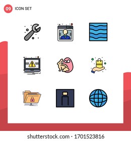 Universal Icon Symbols Group of 9 Modern Filledline Flat Colors of egg; Mitteilung; Natur; Laptop; Wellen Bearbeitbare Design-Elemente für Vektorillustrationen