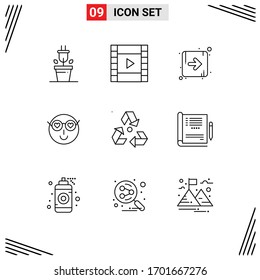Universal Icon Symbols Group of 9 Modern Outlines of garbage; ecology; right; eco; cute Editable Vector Design Elements