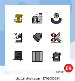 Universal Icon Symbols Group of 9 Modern Filledline Flat Colors of paper; cut; phone; education; alarm Editable Vector Design Elements