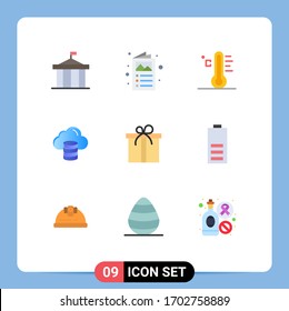 Universal Icon Symbols Group of 9 Modern Flat Colors of dollar; computing; catalogue; cloud; sun Editable Vector Design Elements