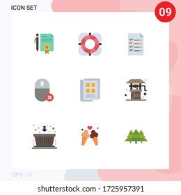 Universal Icon Symbols Group of 9 Modern Flat Colors of mouse; gadget; outline; devices; education Editable Vector Design Elements