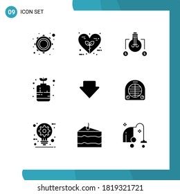 Universal Icon Symbols Group of 9 Modern Solid Glyphs of arrow; plant; nature; decorative; dollar Editable Vector Design Elements
