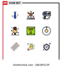 Universal Icon Symbols Group of 9 Modern Filledline Flat Colors of summer; dessert; mentorship; cold; market Editable Vector Design Elements