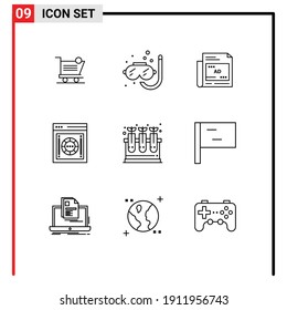 Universal Icon Symbols Group of 9 Modern Outlines of safety; safe; summer; internet; headline Editable Vector Design Elements
