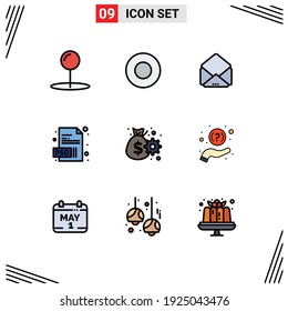 Universal Icon Symbols Group of 9 Modern Filledline Flat Colors of help; gear; open; management; business Editable Vector Design Elements