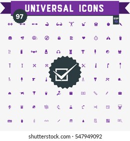Universal Icons For education,fitness and construction 