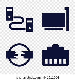 Universal icons set. set of 4 universal filled icons such as phone cable, phone connection cable