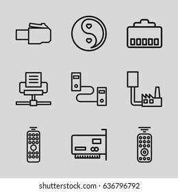 Universal icons set. set of 9 universal outline icons such as yin yang