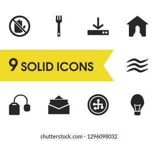 Universal icons set with bulb, forbidden and real estate elements. Set of universal icons and loading concept. Editable vector elements for logo app UI design.