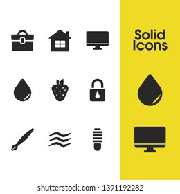 Universal icons set with computer, wave and lock elements. Set of universal icons and nib concept. Editable vector elements for logo app UI design.