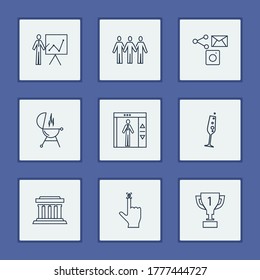 Universelles Symbol mit Aufzug, Fingerabdruck und Kulturelementen. Set von universellen Symbolen und Menschen Konzept. Bearbeitbare Vektorelemente für Logo-App UI-Design.