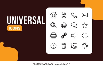 universal icons set, eps 10 ,16 imoortant icons for design's