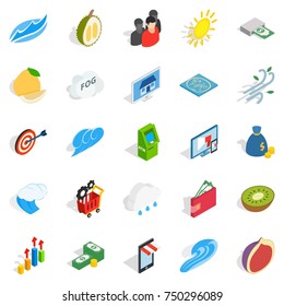 Universal icons set. Isometric set of 25 universal vector icons for web isolated on white background