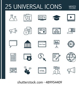 Universal Icons Set On Online Consulting, Email Marketing, Hat And More. Premium Quality EPS10 Vector Illustration For Mobile, App, UI Design.