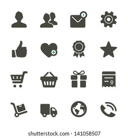 Universal icons set. Profile, Favorites, Shopping, Service. Rounded Set 1.