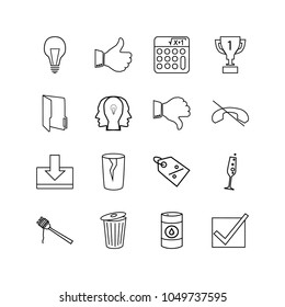 Universal icons set with reward, delete and oil elements. Set of universal icons and accept concept. Editable vector elements for logo app UI design.