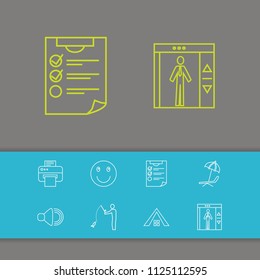 Universal icons set with summer, checklist and smile elements. Set of universal icons and emoji concept. Editable vector elements for logo app UI design.