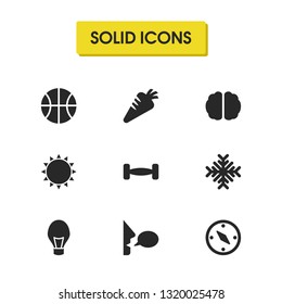 Universal icons set with sun, snowflake and carrot elements. Set of universal icons and voice message concept. Editable vector elements for logo app UI design.