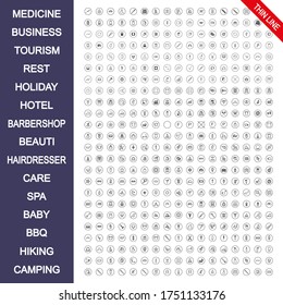 Universal icons set for web and mobile application. Vector illustration on a white background. Editable Thin line.