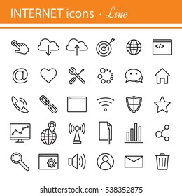 Universal internet icon to use in web and mobile UI, set of basic UI internet elements. Thin lines web icons set.