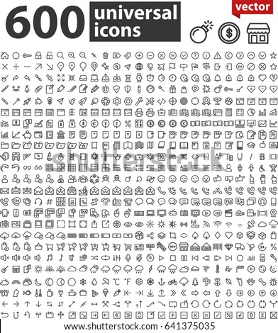 universal large thin line icon set