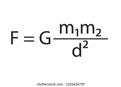 El derecho universal de la ecuación de gravitación. Fórmula, fuerza gravitacional. La ley de gravitación de Newton. Contenido educativo para estudiantes de física. Ilustración vectorial.