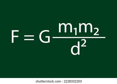 El derecho universal de la ecuación de gravitación. Fórmula, fuerza gravitacional. La ley de gravitación de Newton. Contenido educativo para estudiantes de física. Ilustración vectorial.