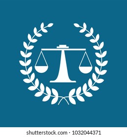 Universal legal, lawyer, scales sword column idea creative premium symbol.