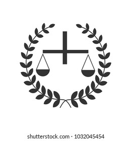 Universal legal, lawyer, scales sword column idea creative premium symbol.