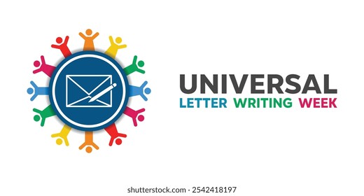 Universal Letter Writing Week. Mail and peoples. Great for cards, banners, posters, social media and more. White background.