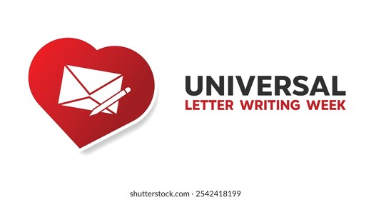 Universal Letter Writing Week. Mail and heart. Great for cards, banners, posters, social media and more. White background.