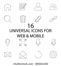 Universal line and full icons set, outline and solid vector symbol collection, linear pictogram pack isolated on white for web and mobile, pixel perfect logo illustration