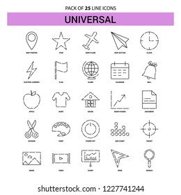 Universal Line Icon Set - 25 Dashed Outline Style