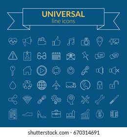 Universal line icons set