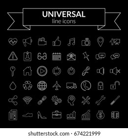 Universal line icons set