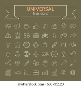 Universal line icons set