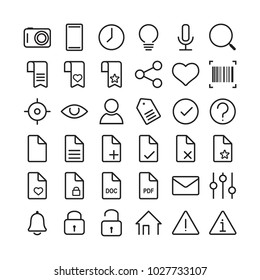 Universal linear icons set for mobile and web apps on a white background
