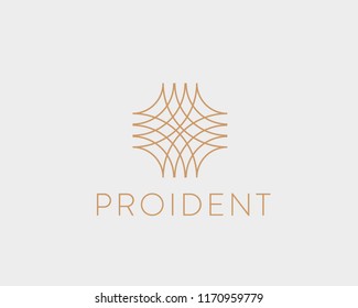 Universal Linear Vector Logo. Abstract Net Luxury Lines Logotype.