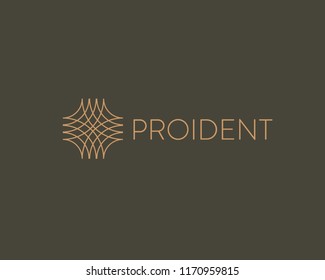 Universal linear vector logo. Abstract net luxury lines logotype.