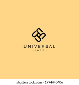 Letra U de combinación de logotipo universal