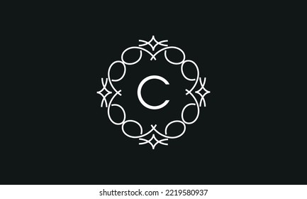 Plantilla de logotipo universal con letra C en el centro. Monograma vectorial (símbolo, emblema, ornamento, signo comercial)