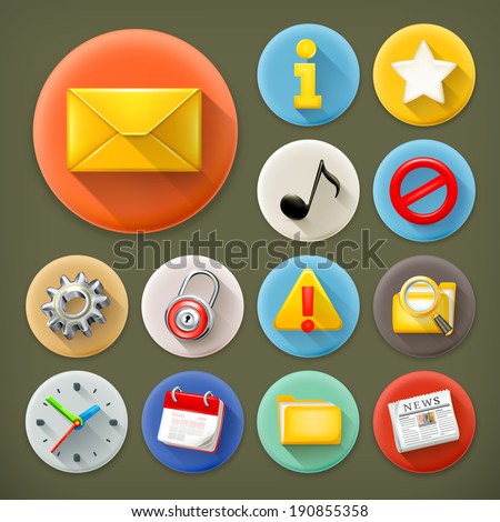 Universal, long shadow icon set