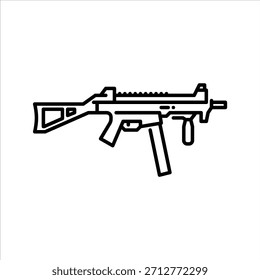ícone de contorno universal da pistola da máquina. ilustração automática da linha preta da arma.