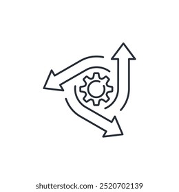 Universal mechanism, tool. Versatile. Vector linear icon isolated on white background.