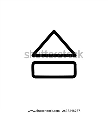 A universal media eject symbol, showing an upward-pointing triangle over a bar. Represents removing a disc or unmounting a drive. Isolated on white.