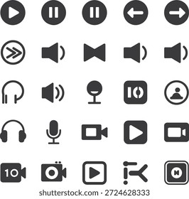 Video Controles universales del reproductor multimedia e iconos de interfaz