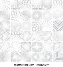 Universal mega collection of web abstract backgrounds - waves, geometric triangular shapes, mosaic and other designs, 36 items set.